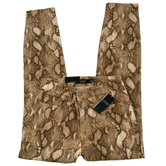 Lauren Ralph Lauren Jeans Women 8 High Rise Skinny Super Stretch Snake Print NWT - Picture 8 of 16
